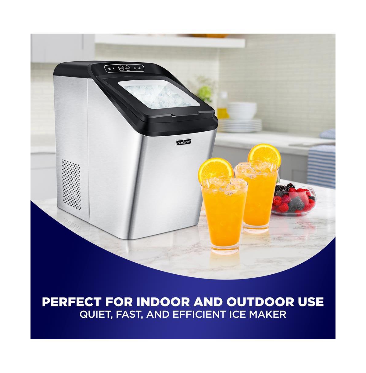 NutriChef Countertop Ice Maker Machine, lbs Daily Capacity, with Ice Scoop and Basket