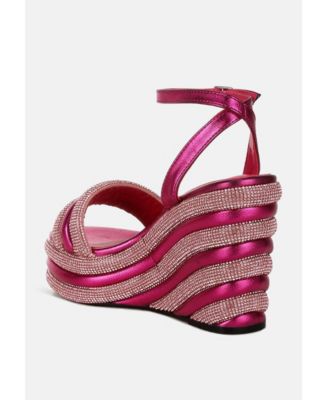 Womens My Bliss Rhinestone Studded Wedge Sandals