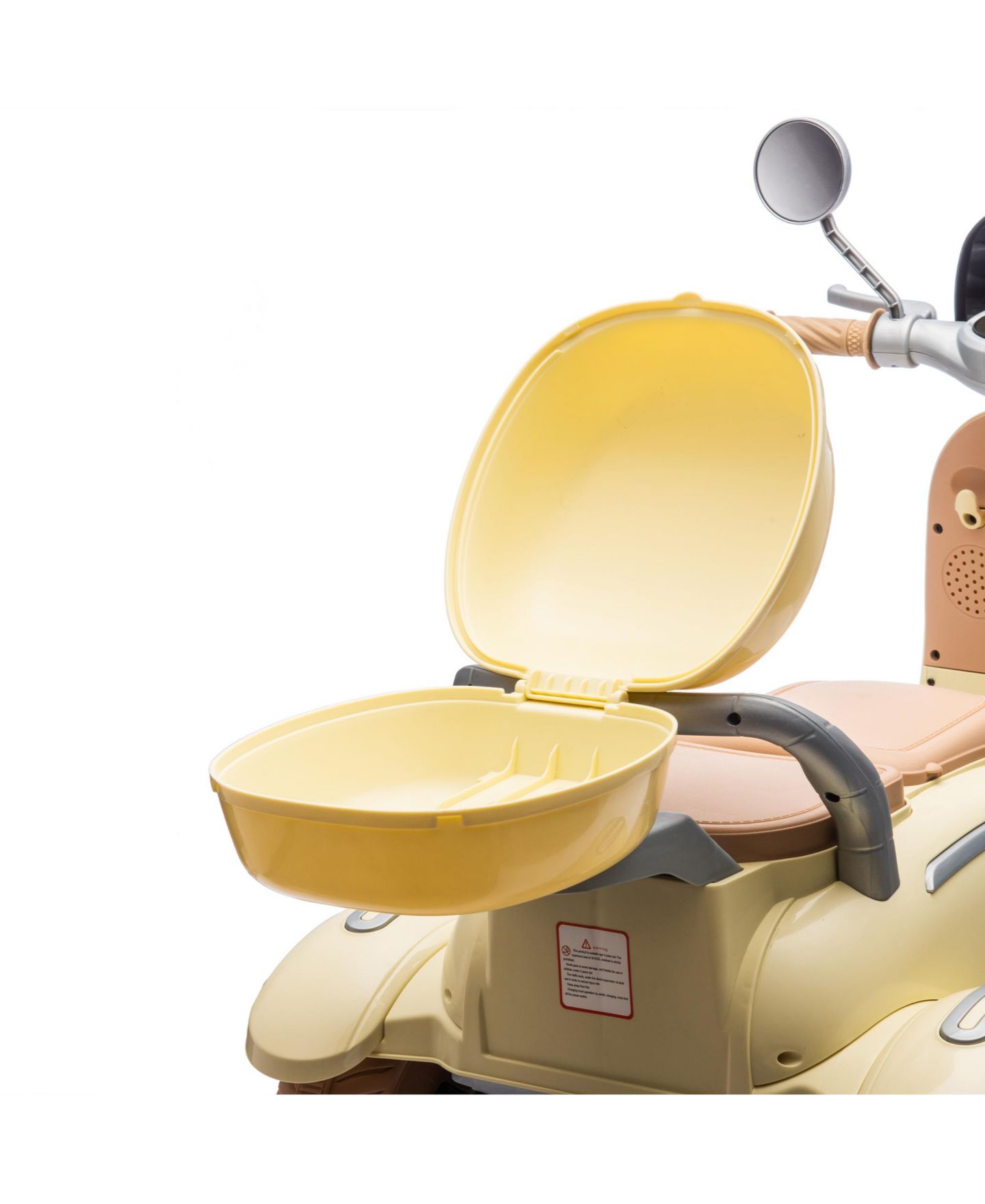 Детская игрушка Streamdale Furniture 3-Wheel Electric Kids Motorcycle with Storage Dual-Seat Ride-On Toy, 3–6 лет, цвет: Бежевый — фото 6