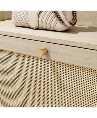 Streamdale Bohemian Shoe Cabinet with Rattan Drawers and Shelves