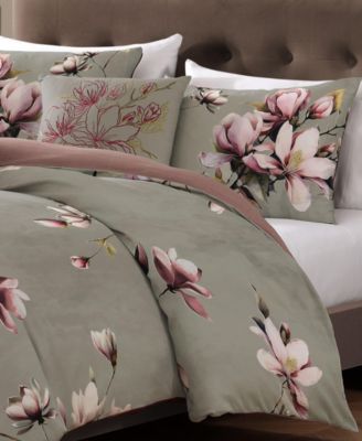 Purple Lilies Bedding 5 Piece Queen Size Reversible Comforter Set