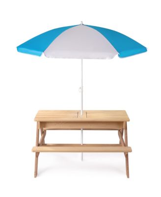 Streamdale Kids Wooden 3-in-1 Picnic Table with Umbrella & Sand/Water Play