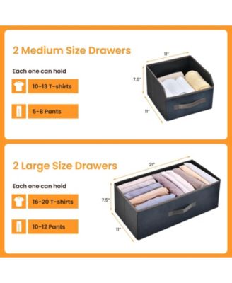 4-Drawer Free Standing Storage Dresser with 2 Open Shelves