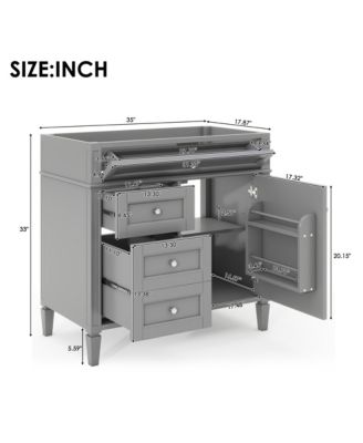 Modern 36'' Bathroom Vanity Cabinet with 3 Drawers, Adjustable Shelf, and Tip-Out Drawer