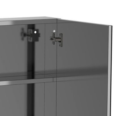 Bathroom Mirrored Cabinet, 24"x26" Stainless Steel Frame Medicine Cabinet, Wall-Mounted Storage Organizer with Double Doors, Silver