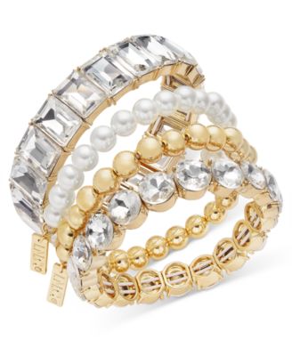 I.N.C. International Concepts - 4-Pc. Set Bead, Crystal & Imitation Pearl Stretch Bracelets