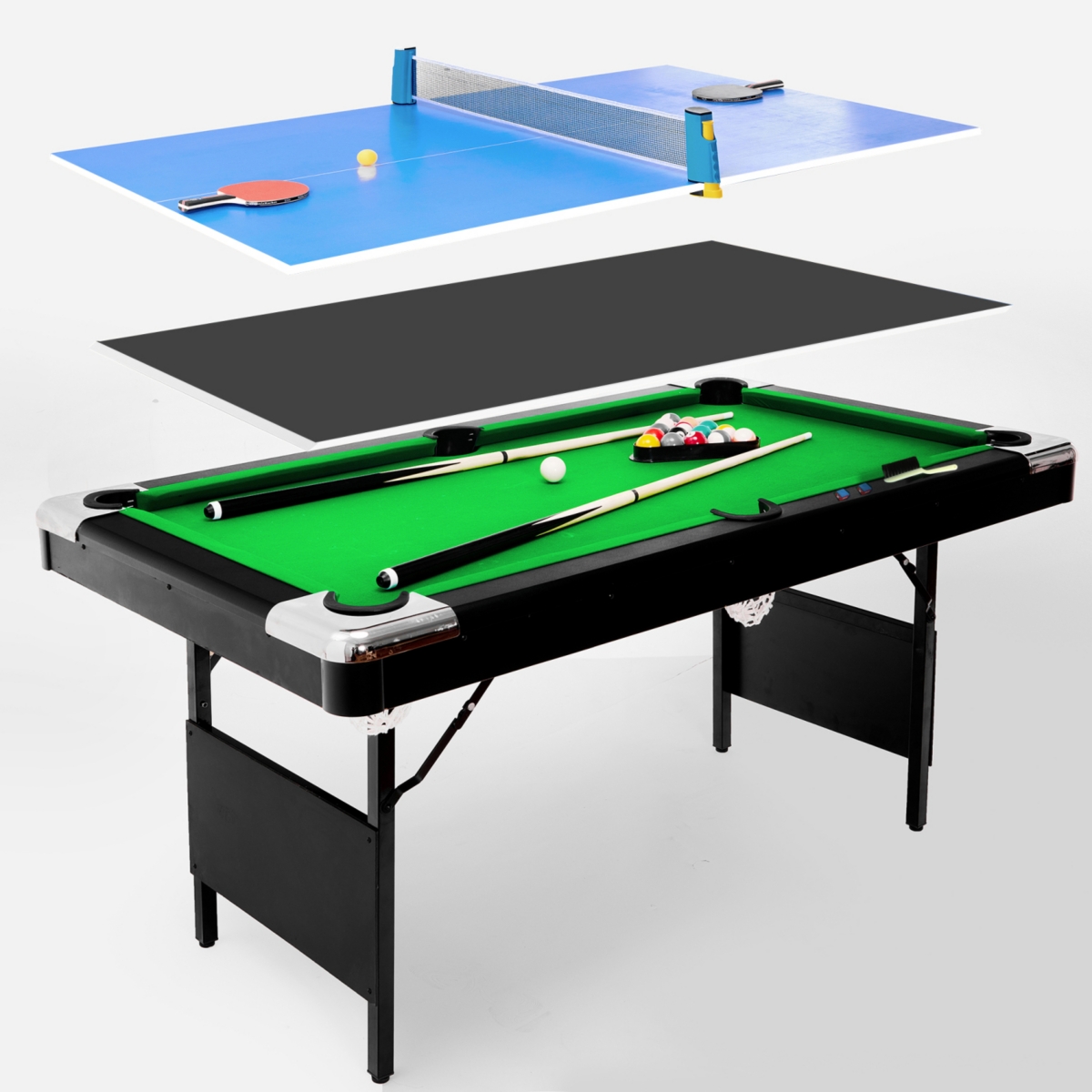 5.5F 3 in 1 Billiard table, 3 in 1 pool table, 3 in 1 table tennis table, billiards, pool table, multifunctional billiard table, multifunctional pool