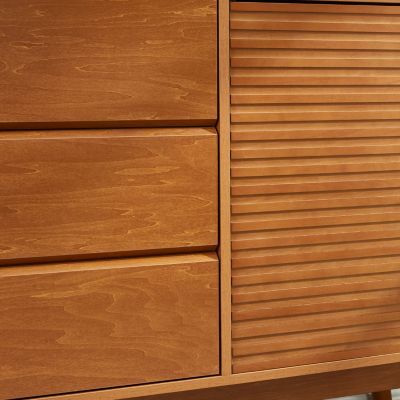  JaydenMax Modern TV Stand, Slatted Entertainment Center