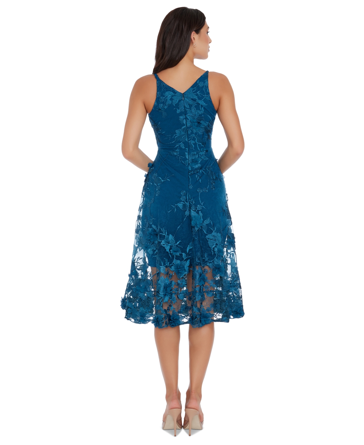 Dress The Population Audrey Floral Applique Lace Dress In Peacock Blue |  ModeSens