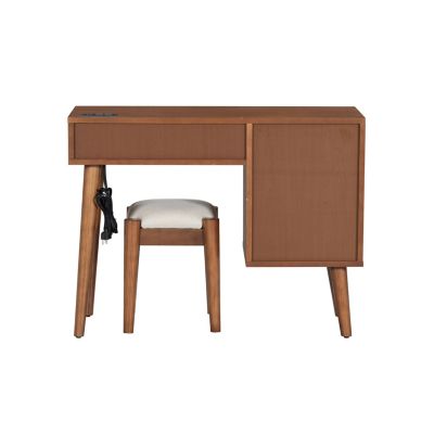  Bohemian Vanity Set with Charging Station, Stool, & 3 Storage Drawers