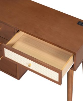  Bohemian Vanity Set with Charging Station, Stool, & 3 Storage Drawers