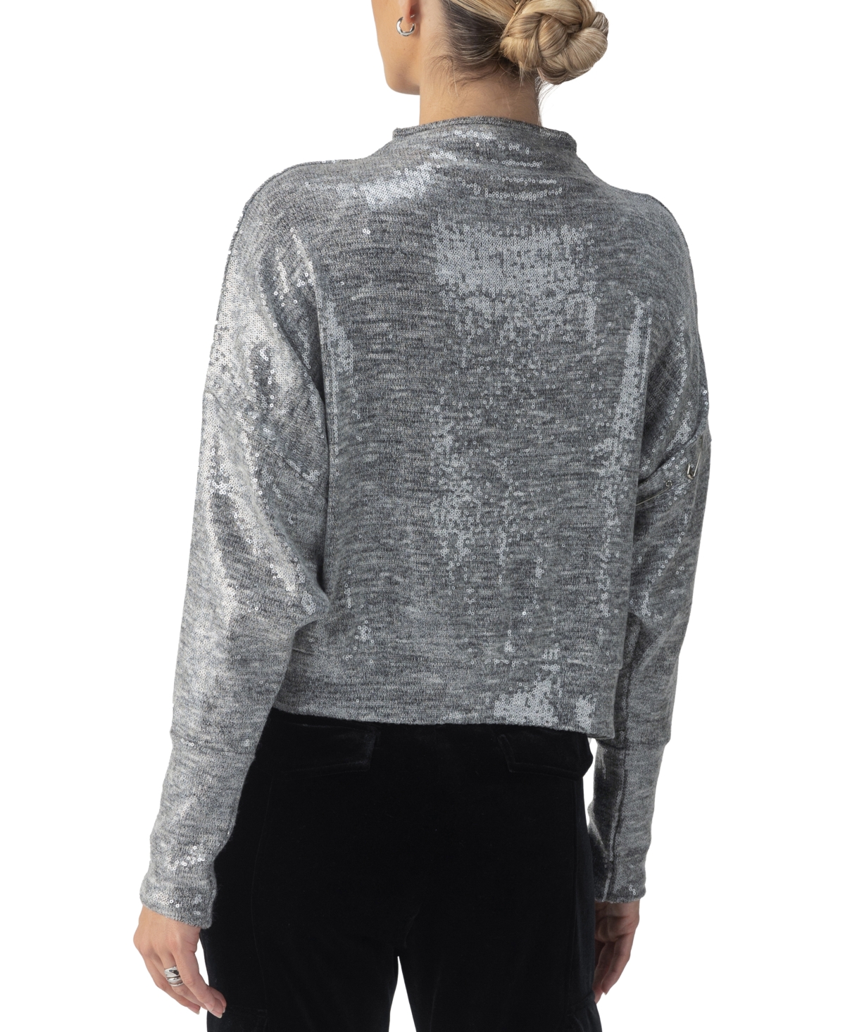 Sanctuary Women's Sequinned Funnel-Neck Top
