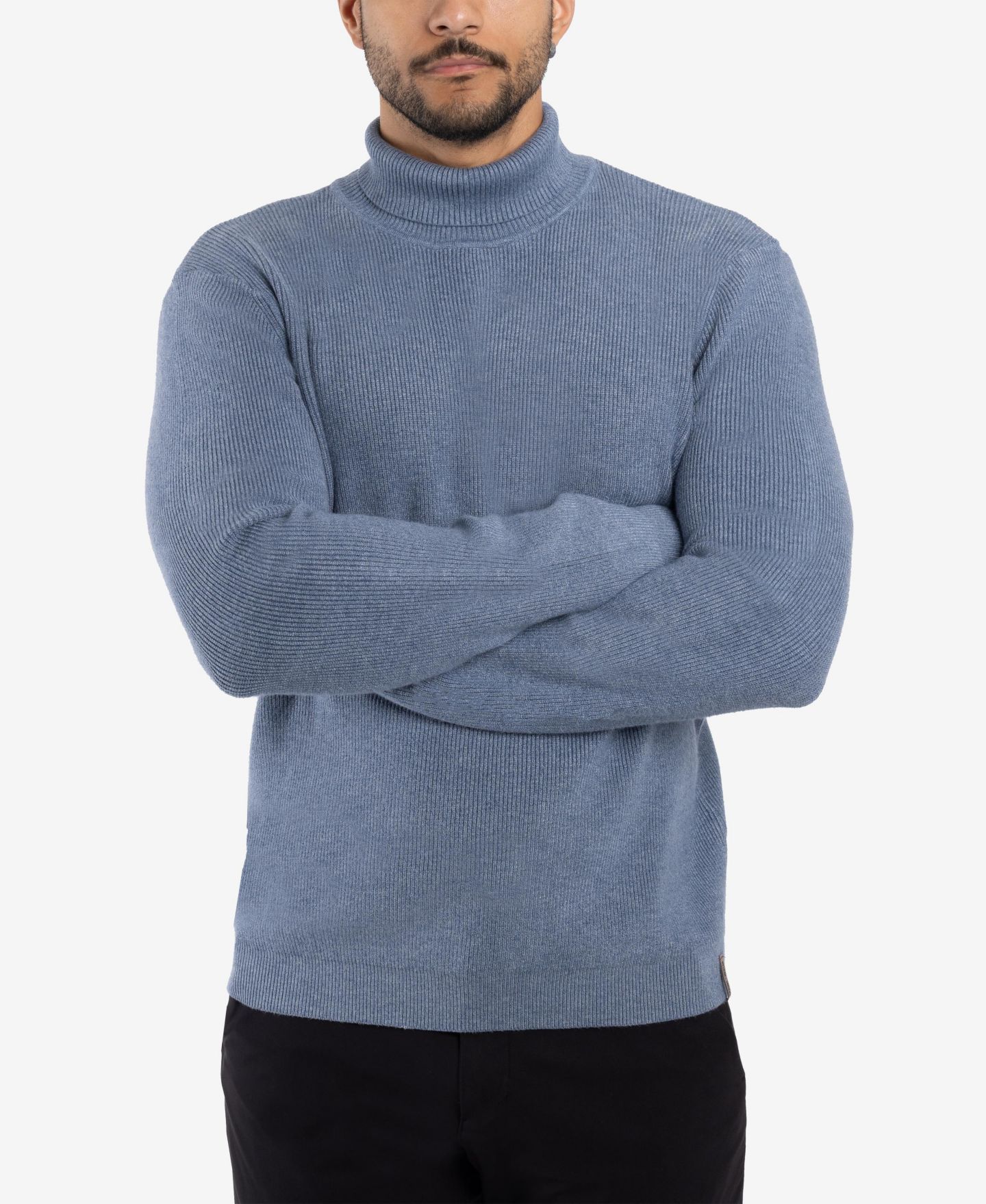 Мужской свитер SPRING + MERCER Ribbed Turtle Neck, цвет: Меланжевый сланцевый — фото 4