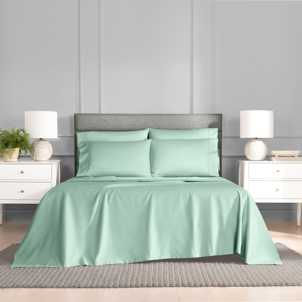 Fairfield Square Collection Brookline 1400 Thread Count 6 Pc. Sheet Set, King, Exclusively At Macy's In Teal