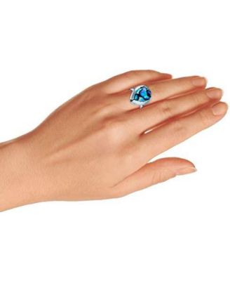 Large Teardrop Bezel Rainbow Shell Abalone Ring .925 Sterling Silver