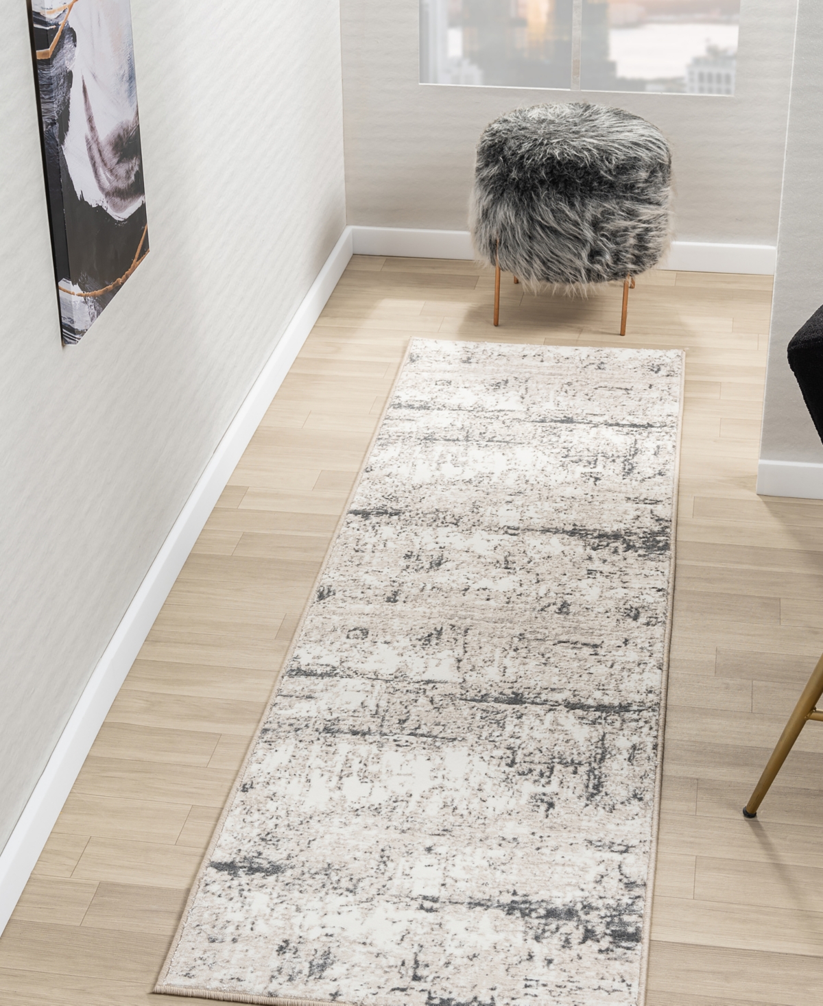 Lr Home Atlas Ant-053 2'x7' Runner Area Rug In Beige,gray