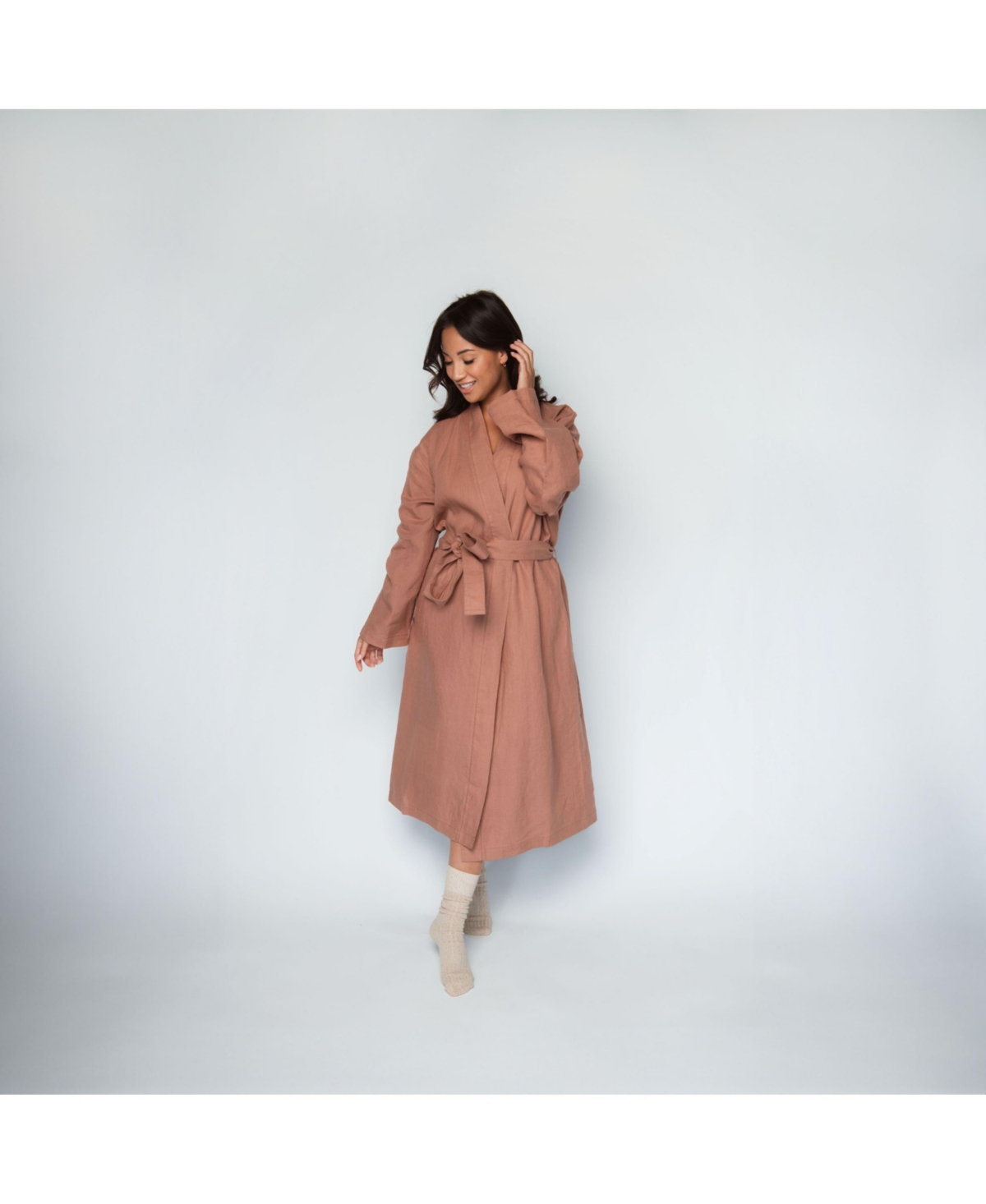 Bokser Home 100% French Linen Unisex Bathrobe