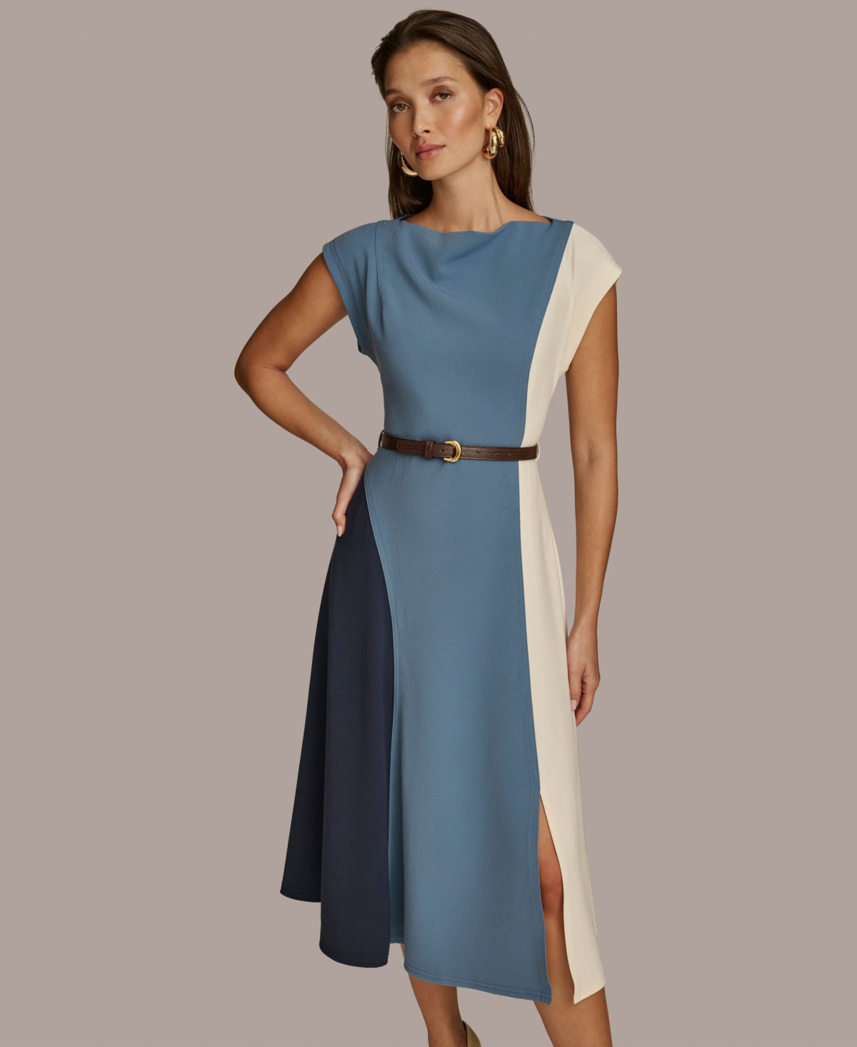 Donna Karan New York Women's Colorblocked A-Line Dress