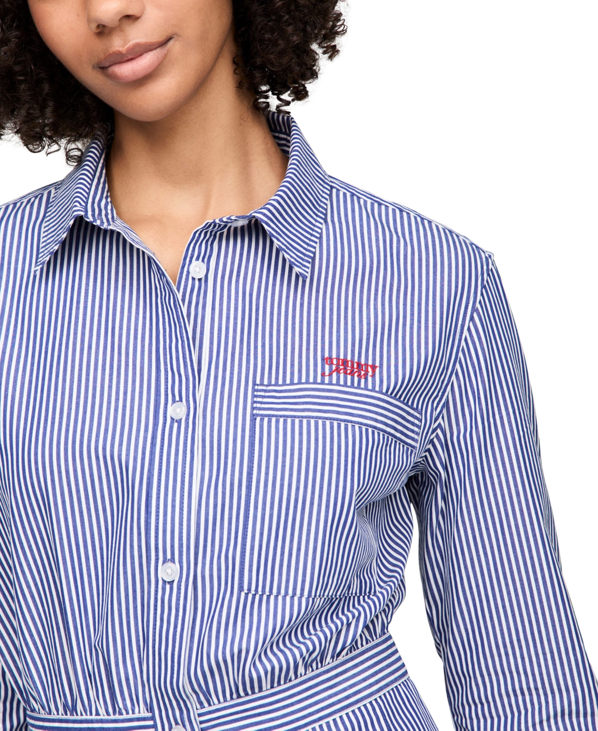 Tommy Jeans Women's Striped Poplin Shirtdress -WHITE STRIPE