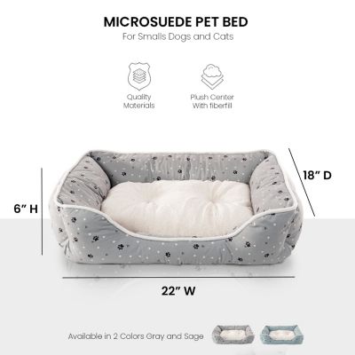 Microsuede Pet Bed, Dog Beds for Small Dogs and Cats, Calming Cuddler Bed for Pets with Sides and Plush Center