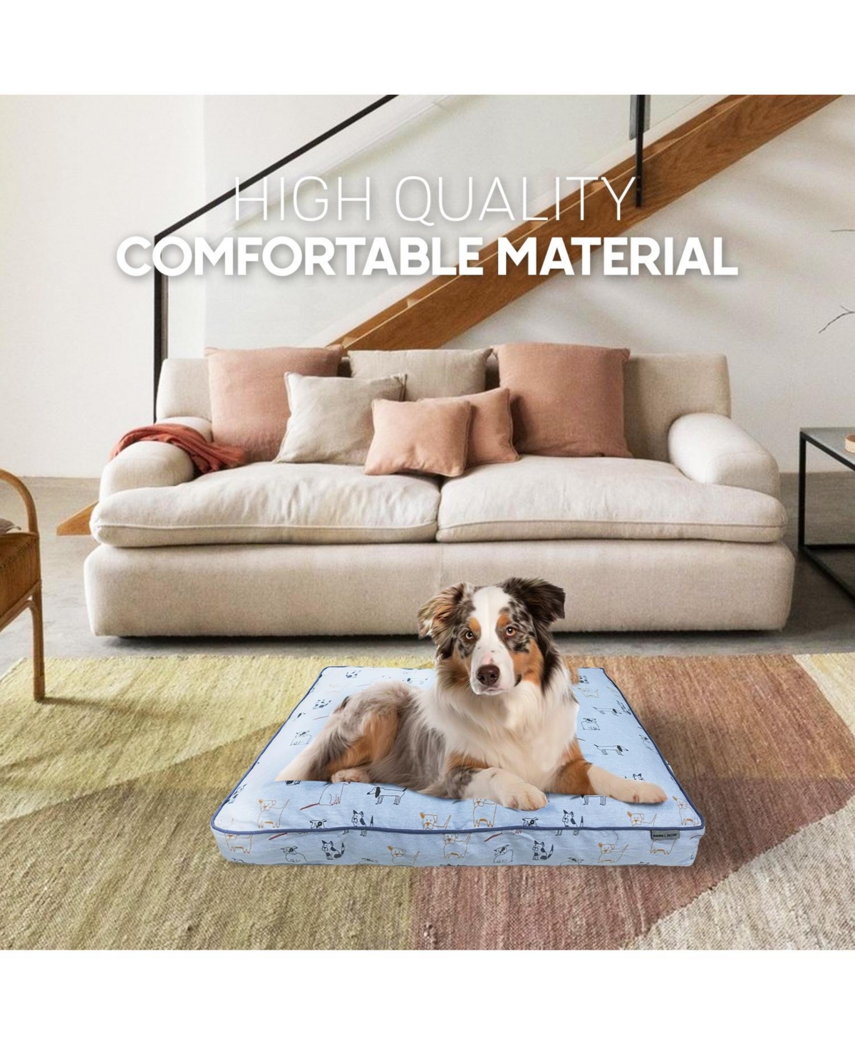 Paw & Decor Paws and Decor Taupe Plaid Dog Bed, Plush & Durable Pet Bed for Dogs, Orthopedic Sleeping Pad for Pets