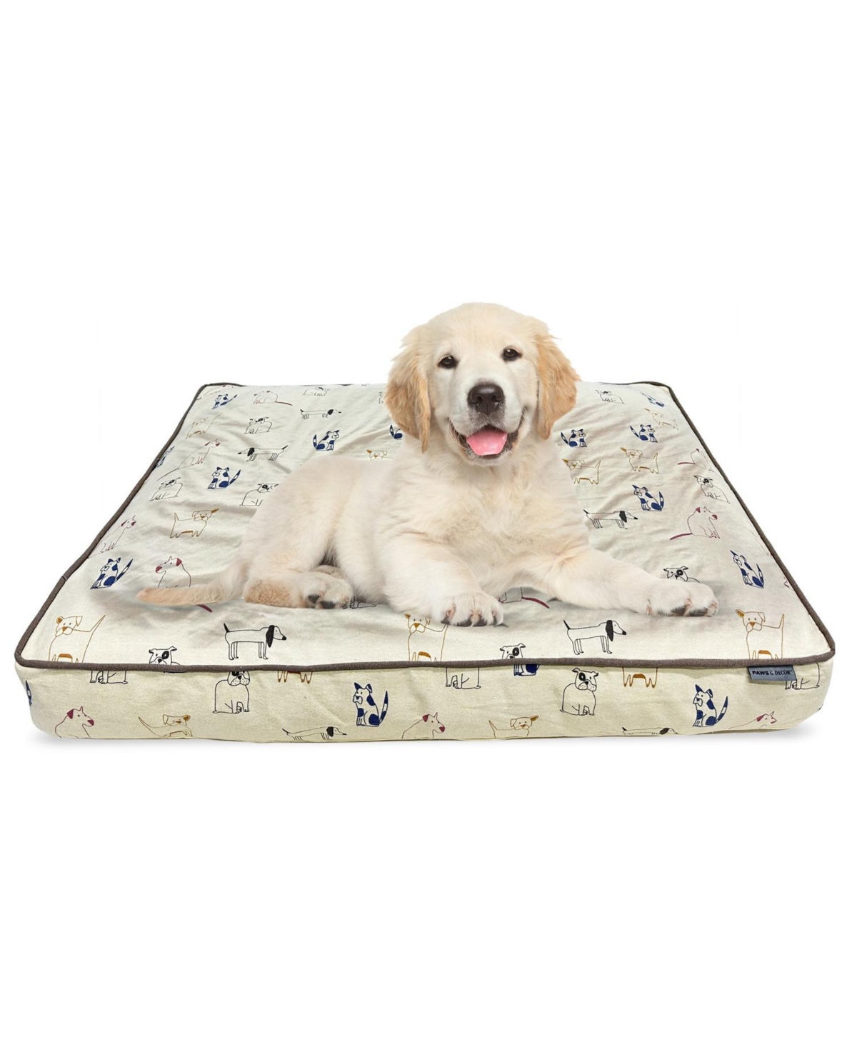 Paws and Decor Taupe Plaid Dog Bed, Plush & Durable Pet Bed for Dogs, Orthopedic Sleeping Pad for Pets - Tan