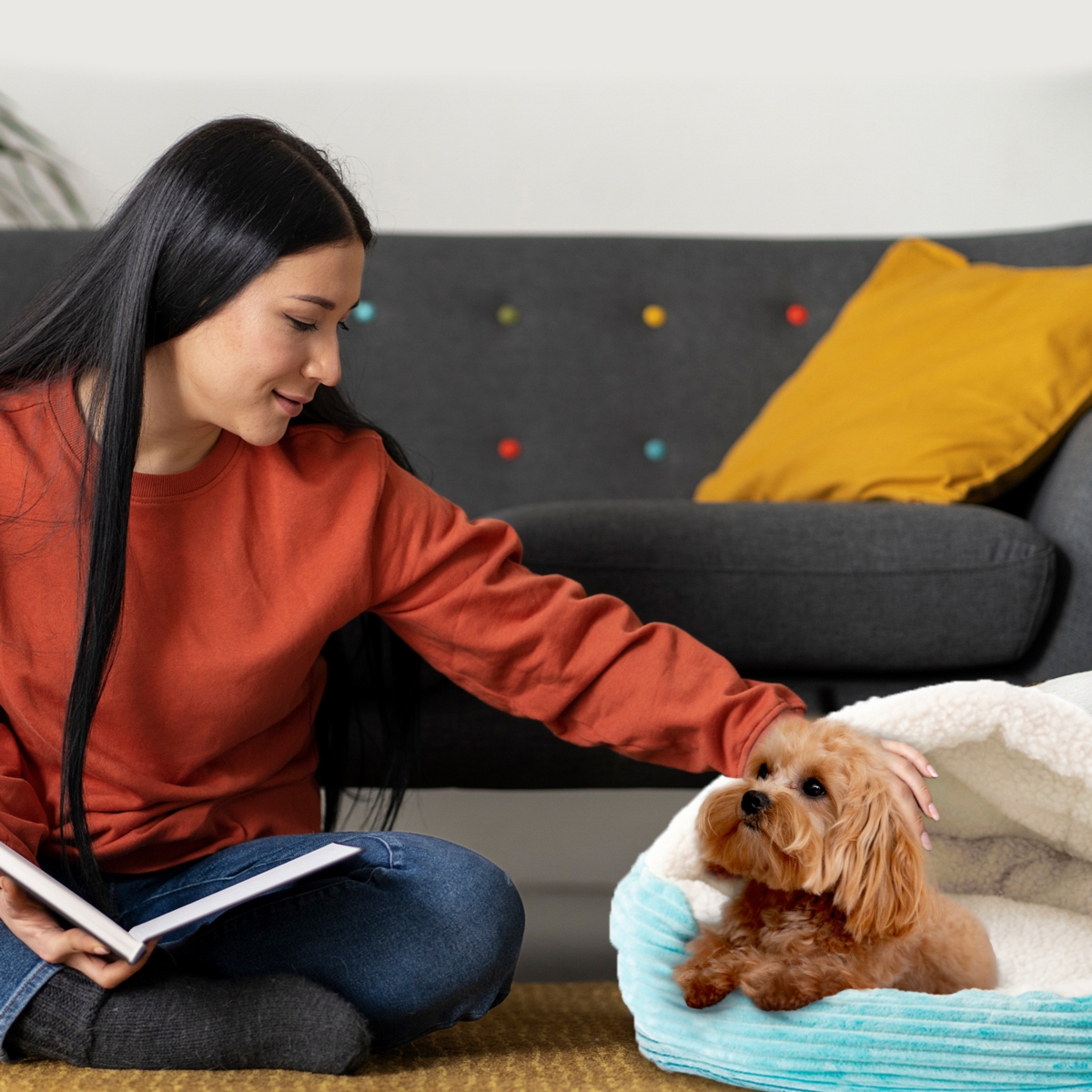 Details Cozy Pet Bed Cave, Hooded Dog Bed Dome for Small Dogs, Washable Pouched Beds in Corduroy and Sherpa Lined