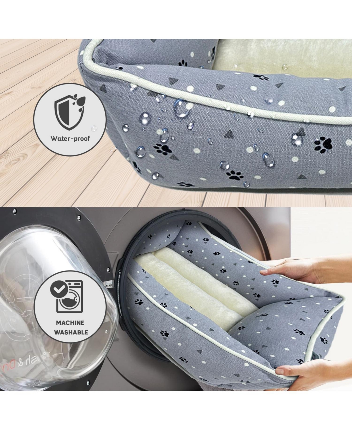 Paw & Decor Paws and DecorAll Over Paws & Dogs Cuddler Pet Bed, Stellar Design Printed Dog Cat Beds, Durable & Ultra-Plush Material