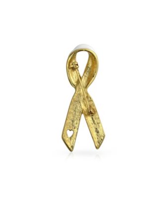 Prevention Pink Ribbon Breast Cancer Survivor Brooch Pin Gold Heart Accessory