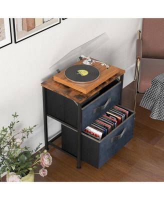Nightstand End Side Table Dresser with 2 Pull-out Fabric Drawers for Bedroom