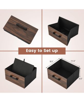 2PCS Nightstand Bedside End Table with 2 Fabric Drawers & Storage Shelf