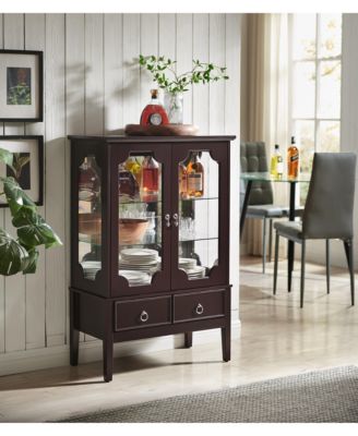 Curio Storage Cabinet with Glass Shelves, Drawers and Doors – Display Sideboard for Living Room, Dining Room, Kitchen