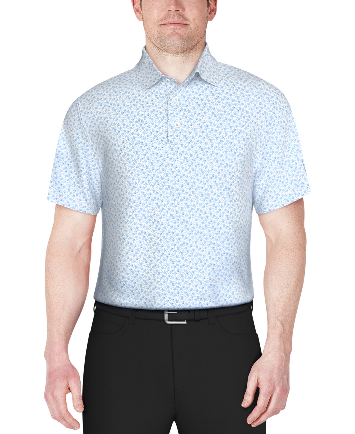 Men's Short Sleeve Floral Print Performance Polo Shirt - Bright White