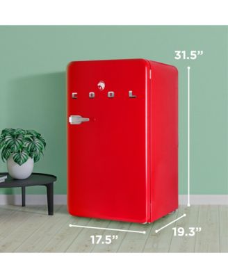 3.2 Cu. Ft. Refrigerator With Freezer, Vintage Style Refrigerator, With Slide-Out Glass Shelves & Tall Bottle Storage, Retro Fridge