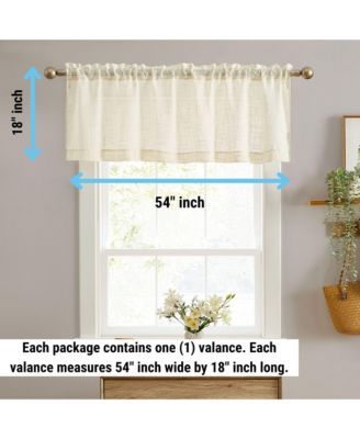 Linda Faux Linen Textured Semi Sheer Privacy Light Filtering Transparent Thick Half Short Rod Pocket Curtain Valance Topper Small Windows