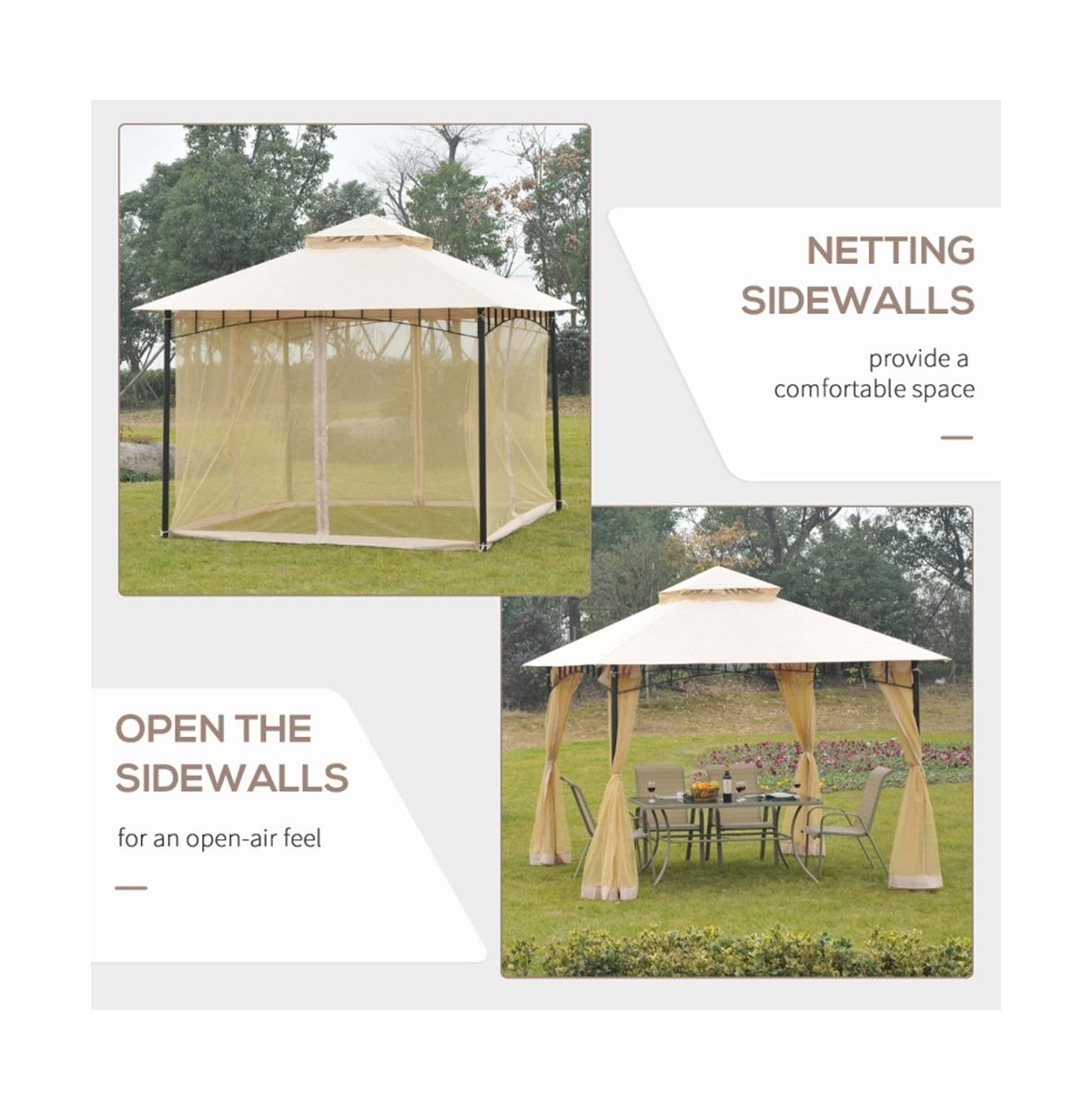 Slickblue 10ft x 10ft Outdoor Patio Gazebo Canopy Tent Beige-as (Swiship-Ship)(Prohibited by WalMart)