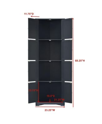 1 Pc Wood Metal Adjustable Shelf 8-Door 4-Tier Corner Kitchen Pantry Cabinet