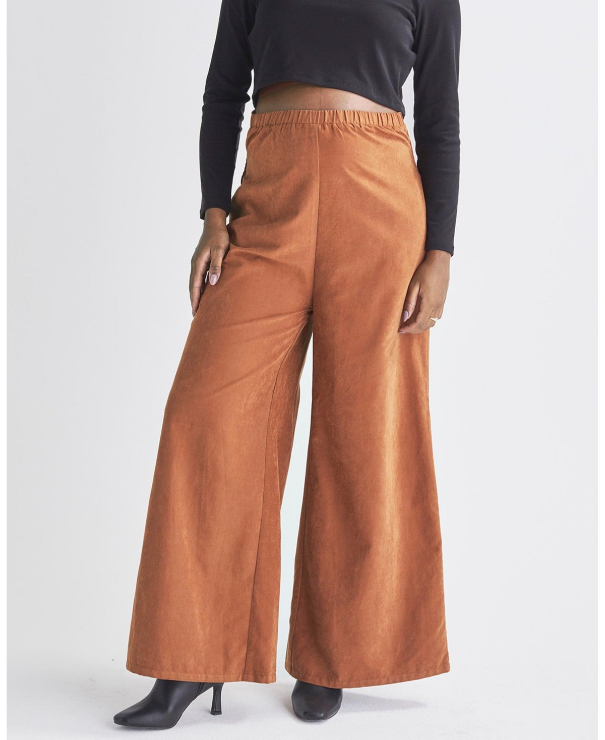 Maternity Angel Stacie Wide Leg Pants in Suede - Brown