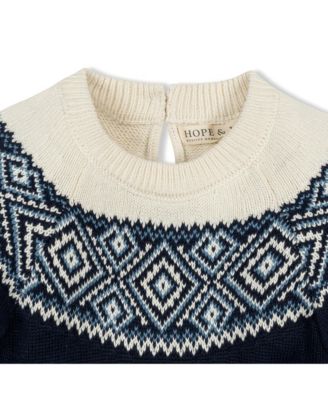 Baby Girls Organic Fair Isle Raglan Sweater Dress