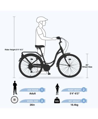 7 Speed, Steel Frame, Multiple Colors 26 Inch Ladies Bicycle