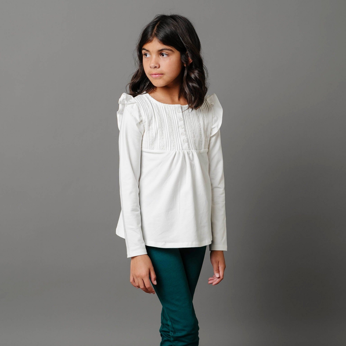 Hope & Henry Toddler Girls Organic Long Sleeve Flutter Pintuck Knit Top