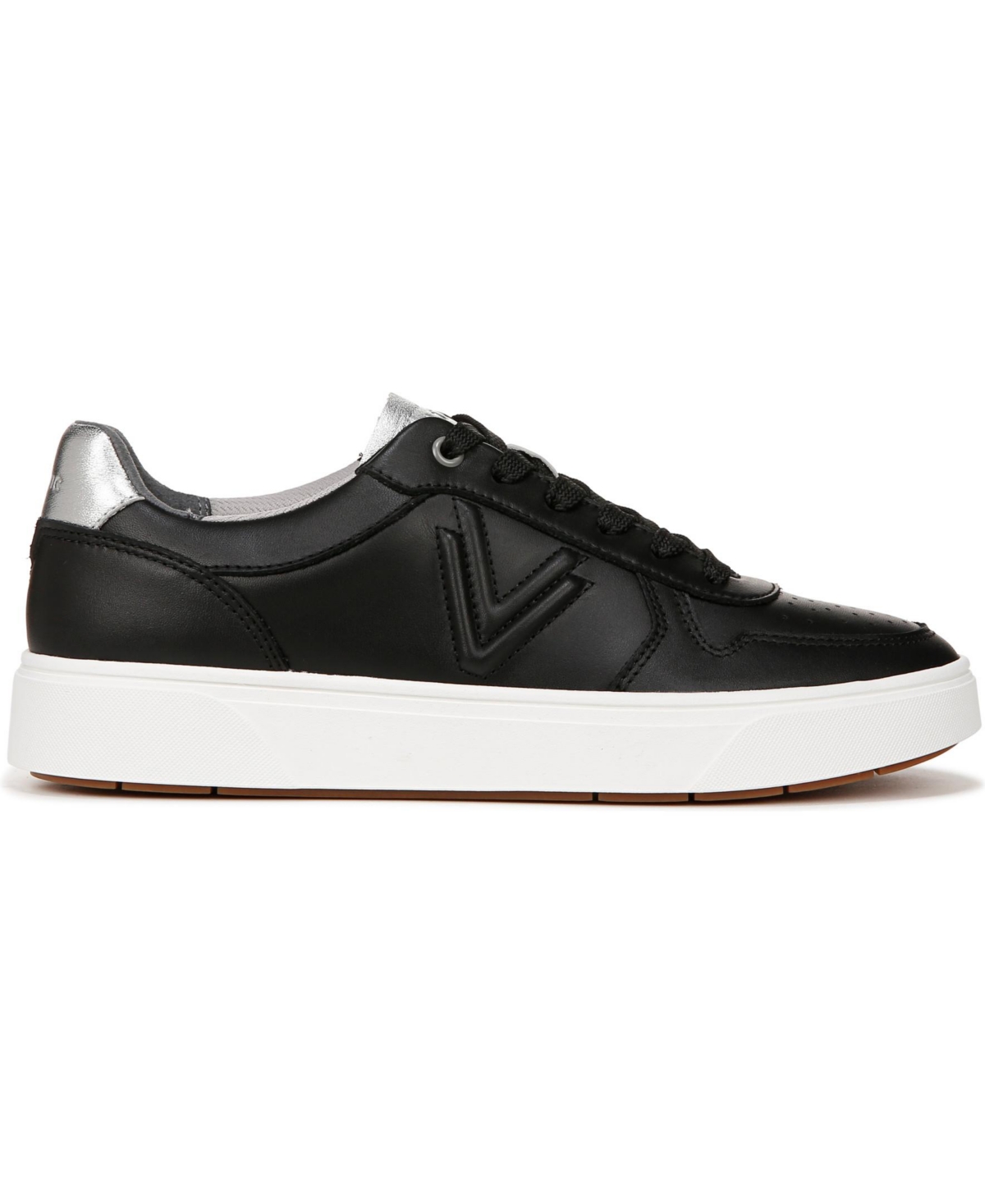 Vionic Womens Kimmie Court Sneakers - Black  silver leather