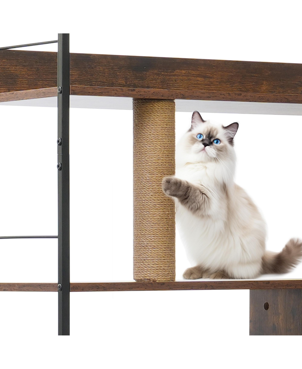 Slickblue Cat Litter Box Enclosure with Shelves,Hidden Litter Box with Scratching Posts, litter box furniture ,Wooden Cat tree