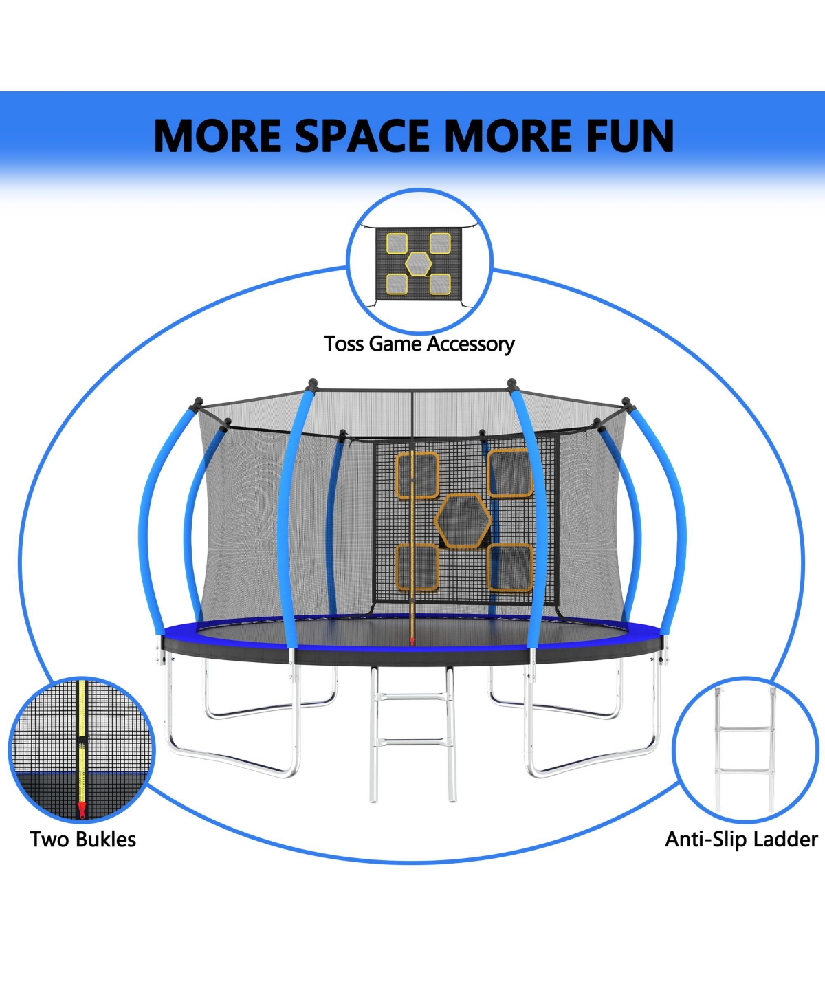 Streamdale Furniture 12FT Trampoline with Enclosure - Recreational Trampolines with Ladder, Astm Approval Outdoor Trampoline for Kids