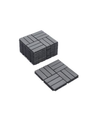 30-Piece Deck Tile Set, Acacia Hardwood, Light Gray