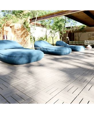 30-Piece Deck Tile Set, Acacia Hardwood, Light Gray