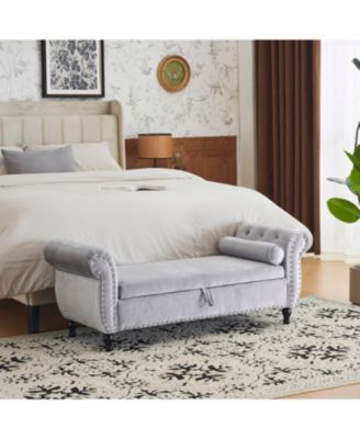 Streamdale Multifunctional Velvet Ottoman Bench with Pillow