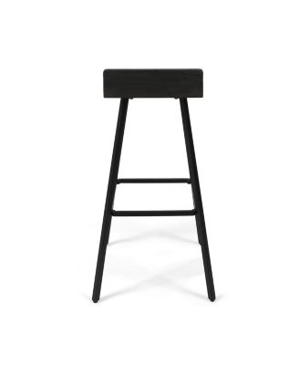 Streamdale Bidwell Acacia Wood And Iron Bar Stools With Footrests