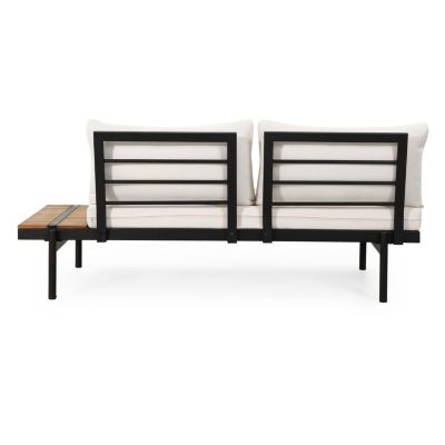 Streamdale Theo 2-Seater Sofa Acacia Wood, Water-Resistant Cushions, Iron Frame