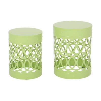 Streamdale Modern Metal End Table Set With Cut Iron Design (Set Of 2)